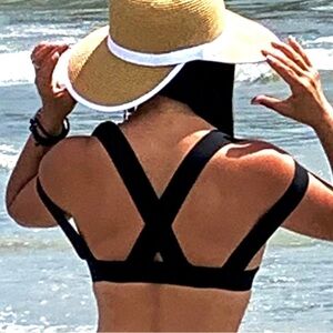 ROCHELLE SARA reversable black Nude bikini top women size S